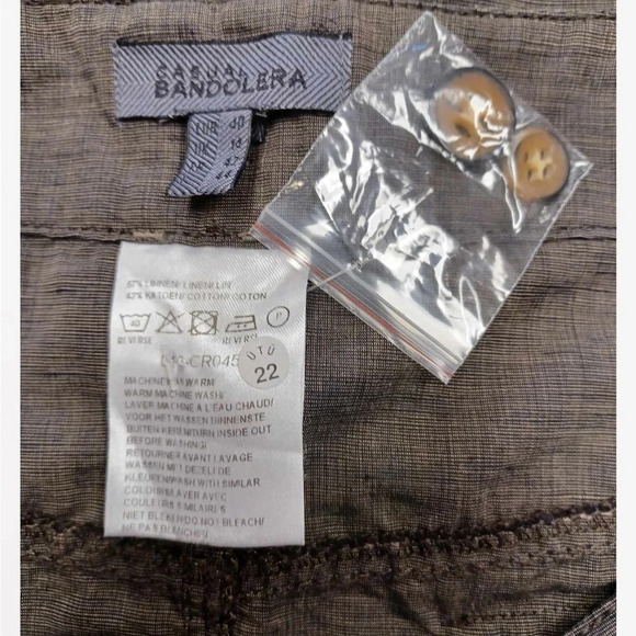 Casual Bandolera Linen Blend Grey Midi  Skirt Size 40 - Picture 8 of 10